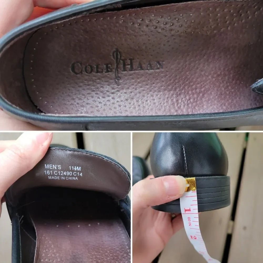 Cole Haan Black Leather Preppy Acadamia Business Casual Moc Toe Penny Loafers‎